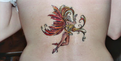 Angel Lower Back Tattoo