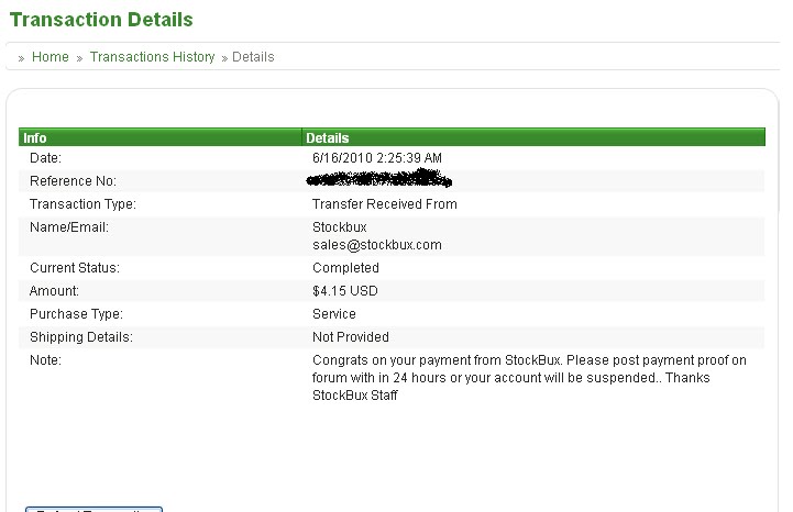 First Payment from Stockbux............ Untitled