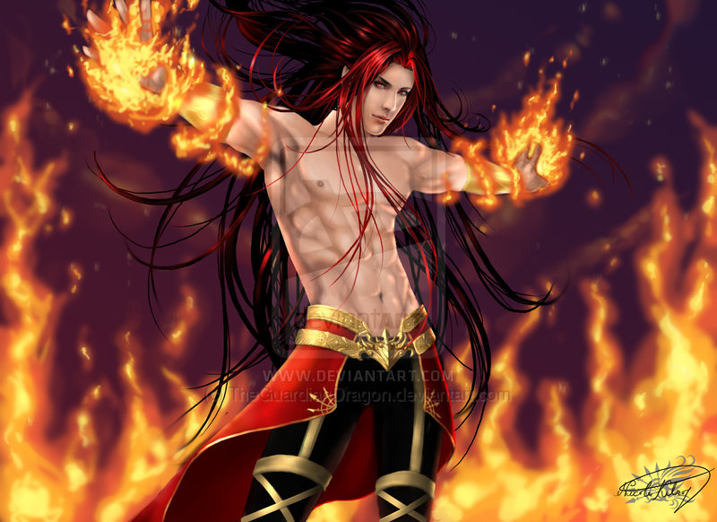 Castle of fantasies: Character - Young long red haired fire wizard