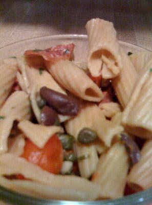 Curtis Stone, Food & Wine, Rigatoni with Spicy Italian Salami, Cherry Tomatoes, Olives and Capers
