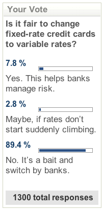 IS IT FAIR TO CHANGE FIXED-RATE CREDIT CARDS TO VARIABLE RATES?