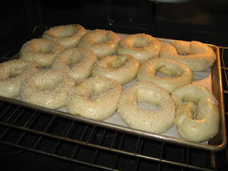 bagels at half time in oven