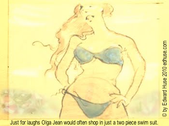 Olga Jean loved shopping for cookware in bikinis with the girls.
