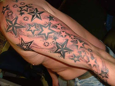 Shooting Star Tattoo Nautical shooting star tattoo from shoulder to sleeve.