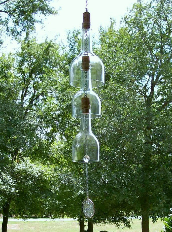 Designs by C.D.Childs Wine Bottle Wind Chimes (Recycled/Repurposed)