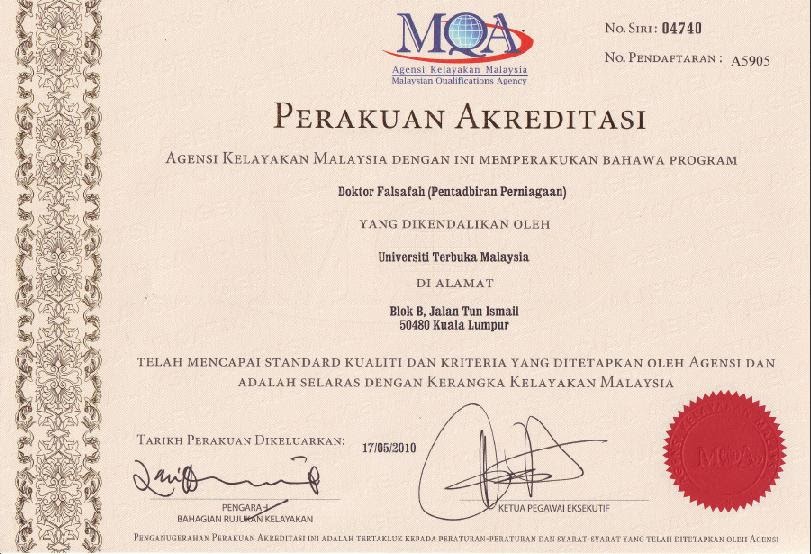 The Lonely Journey PhD (BA) from OUM is fully accredited by MQA