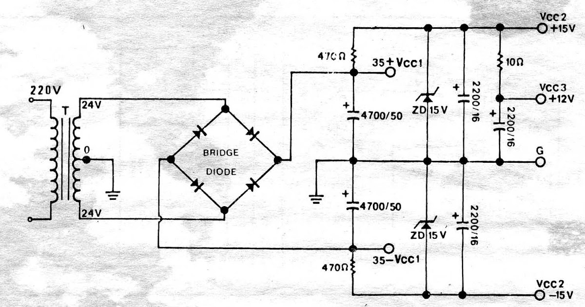 Power Supply Circuit Simple power supply regulator 12V 15V 30V by