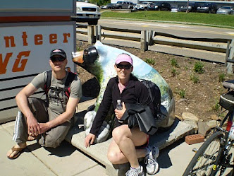 Michele and Tyler Pose with the Vols Bear