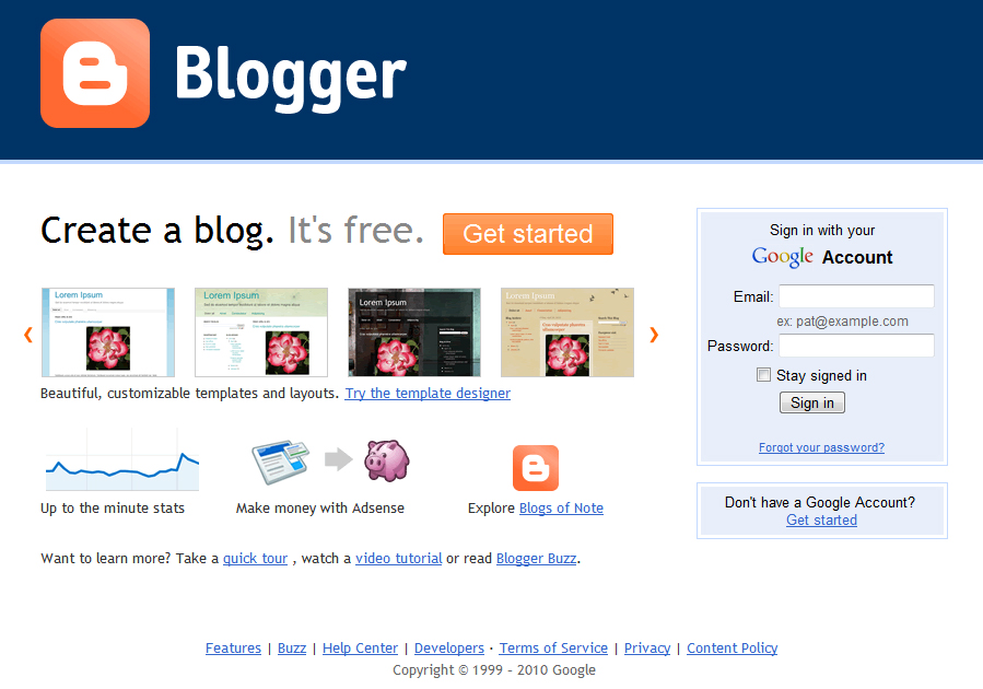 Blogger Homepage