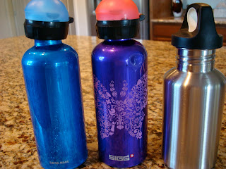 Three reusable water bottles