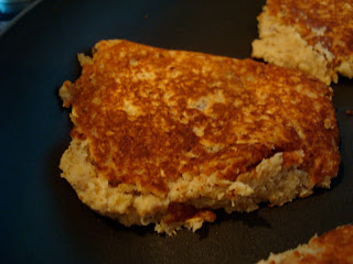 Golden pancake in frying pan