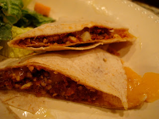 Close up of  Vegan Quesadillas with Taco Nut "Meat" Filling