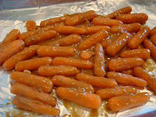 Glazed carrots on foil lined pan