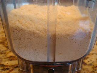 Blended oats and cashews into powder