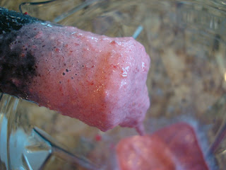 Tamper showing Strawberry Protein Softserve