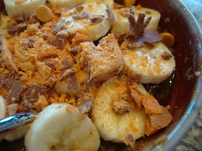 Close up of Butterfinger & Banana Oats in bowl