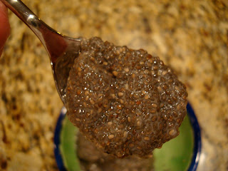 Raw Vegan Vanilla Chia Seed Pudding on spoon