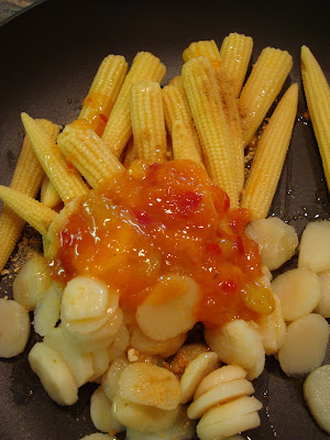 Ingredients In pan for Sweet & Sour Veggie Stir Fry