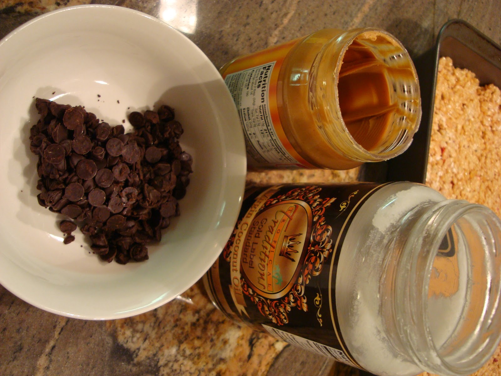 GF Vegan "Rice Krispie" Treats with Chocolate Peanut Butter Coconut Oil
