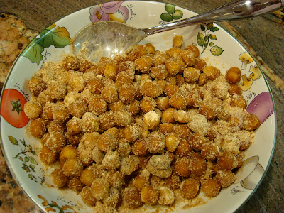 Overhead of Cinnamon Sugar Peanut Buttery Chickpea "Peanuts" with Peanut Flour