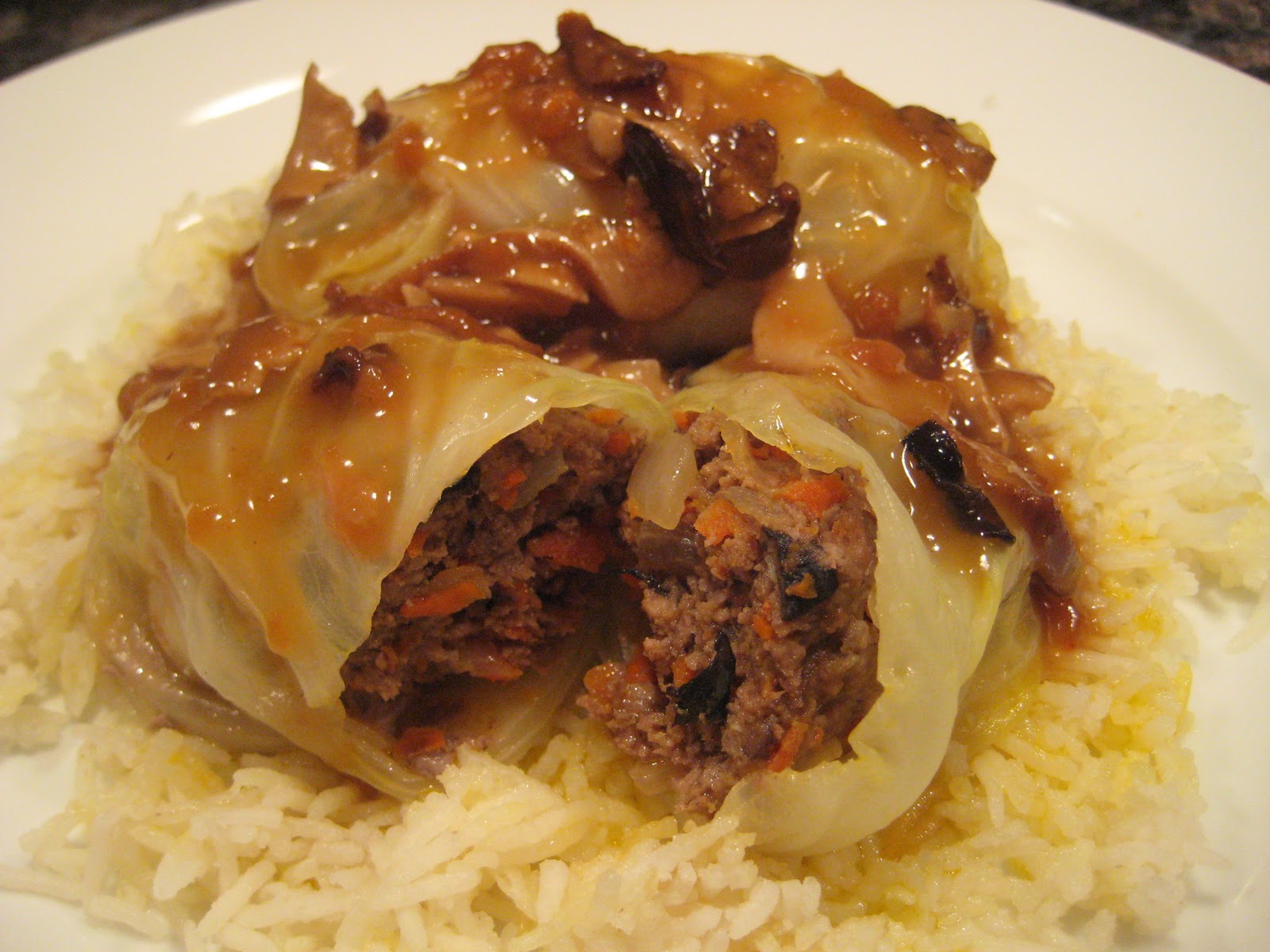 Dinner with the Welches Stuffed Cabbage Rolls in Mushroom Gravy
