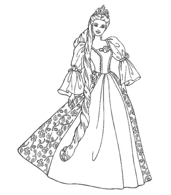 Disney Cartoon : Barbie Doll Princess Coloring Pages