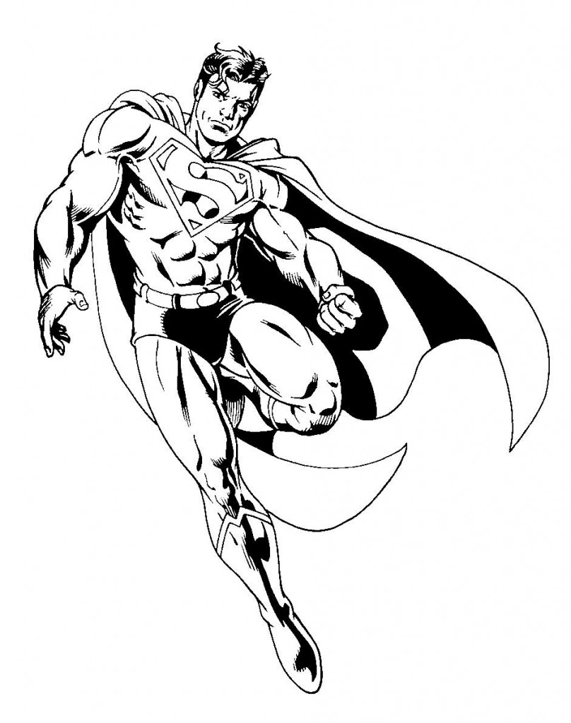 Free printable Superman " Super Hero " Flying Coloring Pages