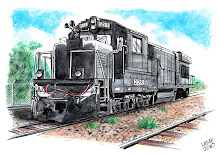 Locomotiva GE BB33-7MP, aquarela sobre papel