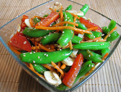 Sugar Snap Pea Salad with Sweet Ginger Soy Dressing