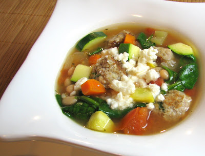 Greek Style Minestrone with Turkey and Feta Meatballs