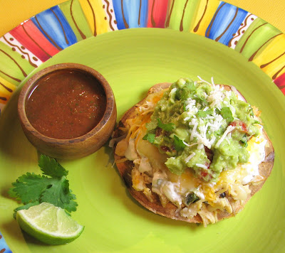 Chicken, Roasted Poblano and Bell Pepper Tostadas