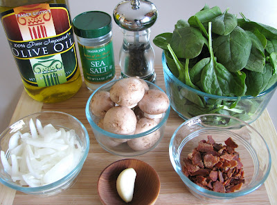 Spinach with Mushrooms, Onions and Bacon