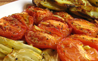 Roasted Tomatoes, Fennel and Fingerling Potatoes