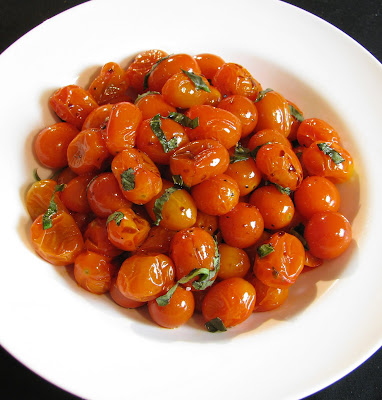 Roasted Grape Tomatoes with Fresh Basil and Balsamic Vinegar