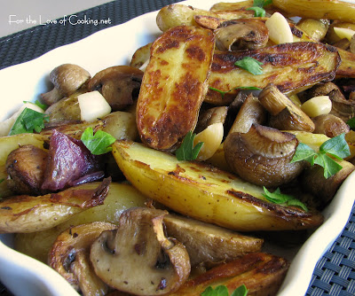 Roasted Fingerling Potatoes, Mushrooms, Red Onions and Garlic