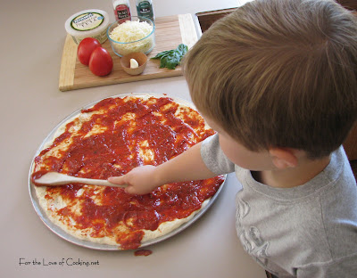 Tomato, Basil, Feta and Garlic Pizza