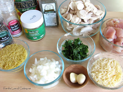 Chicken, Mushrooms and Parmesan with Orzo