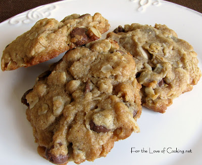 Peanut Butter, Oatmeal, and Chocolate Chip Cookies