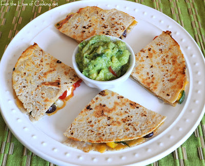 Black Bean and Vegetable Quesadilla with Guacamole