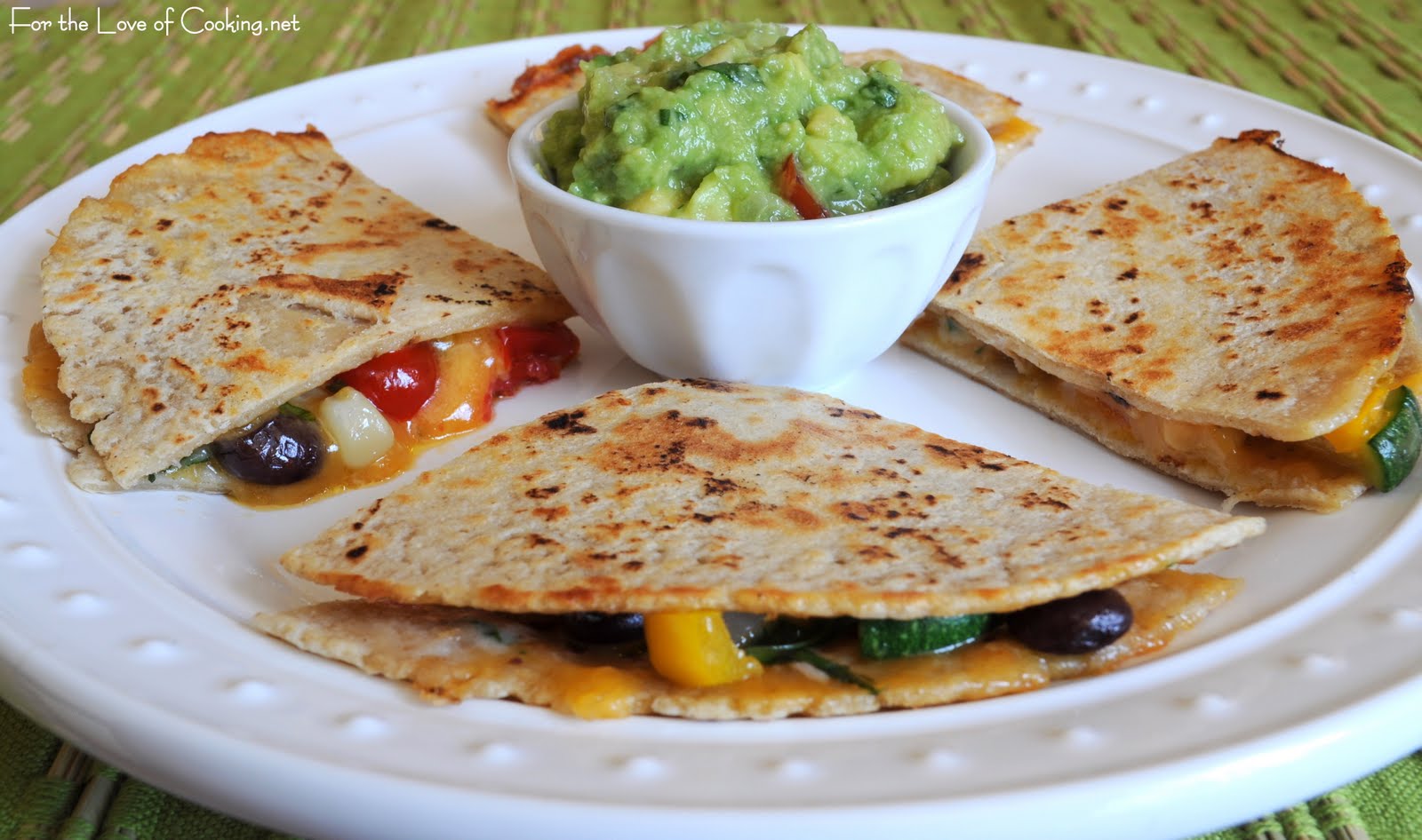 Black Bean and Vegetable Quesadilla with Guacamole For the Love of
