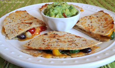 Black Bean and Vegetable Quesadilla with Guacamole