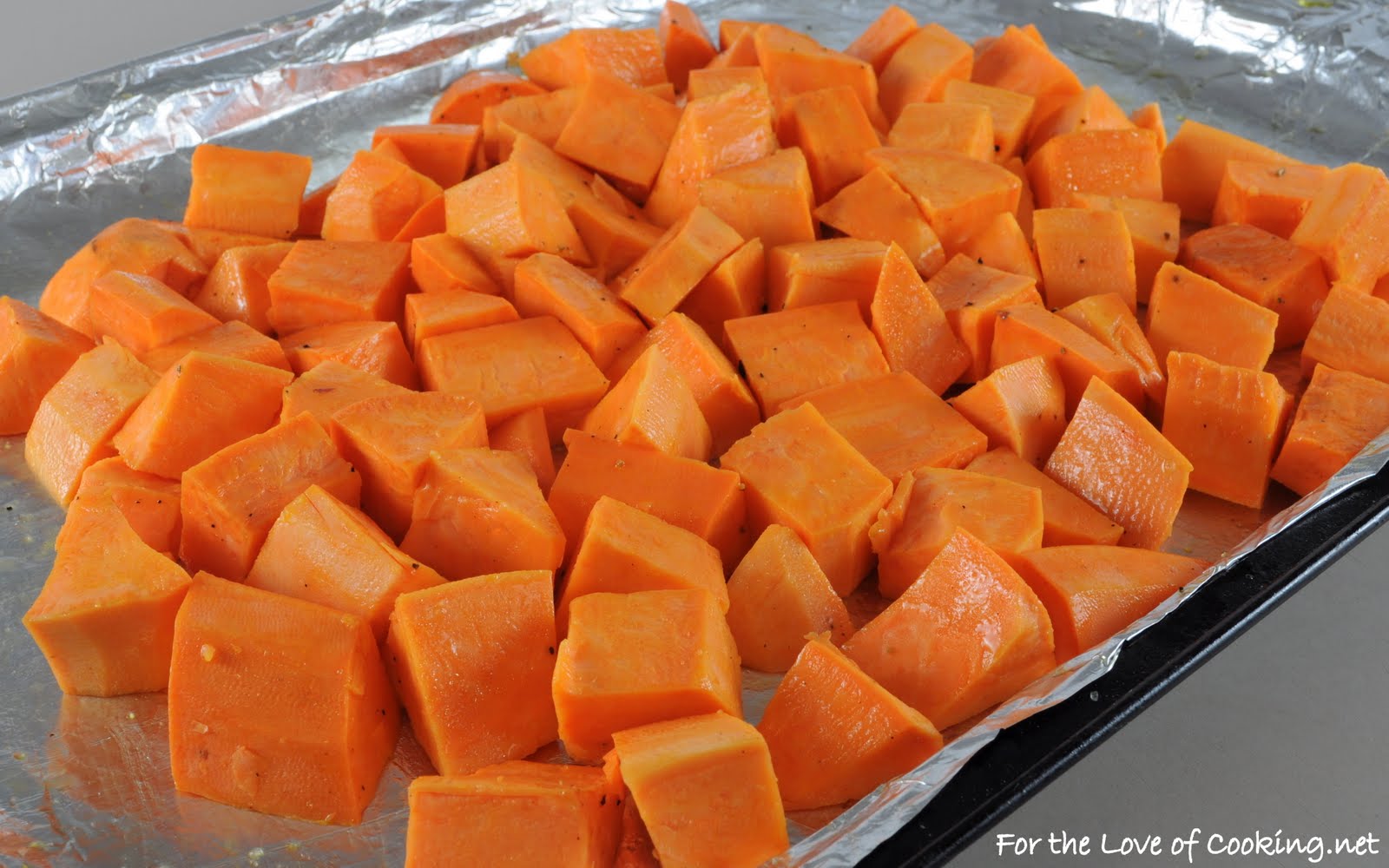 Roasted Yams with Maple, Dried Cranberries and Pecans For the Love of