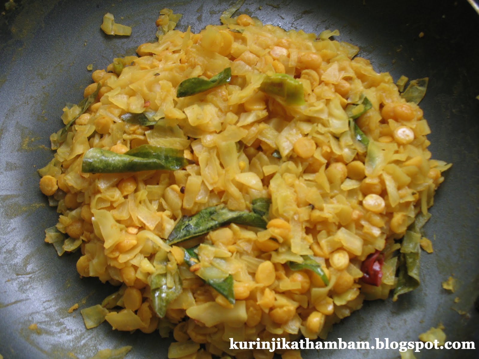 Cabbage Kootu with Channa Dal Kurinji Kathambam