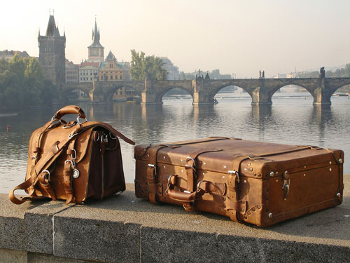 antique leather luggage