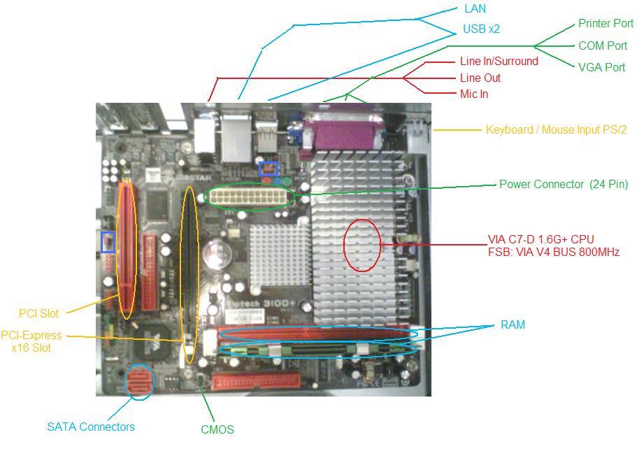 Slots are labeled on the ________ for ram