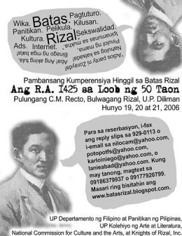 rizal law education national science social 1425 ra lives shaped works character their
