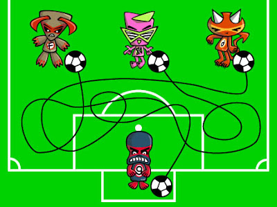 Can you work out which mascot scored the goal? Can you work out which mascot scored the goal?