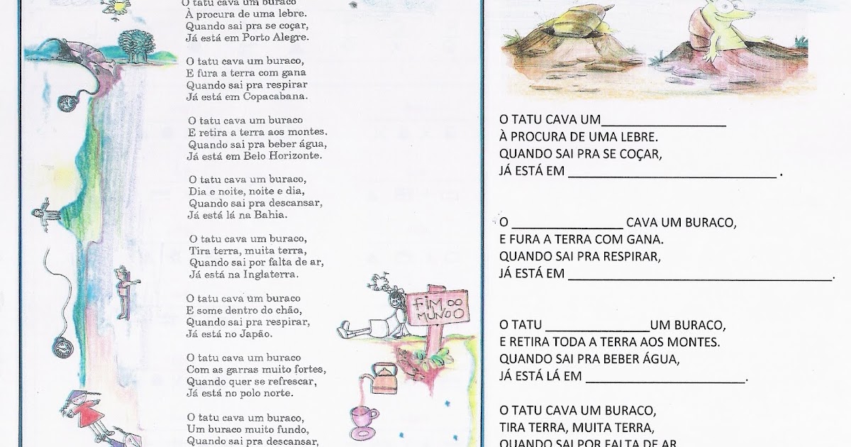 Atividade com poema O buraco do tatu