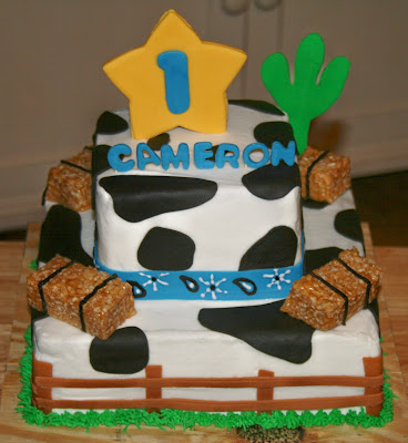 Cowboy Birthday Cakes on Giddy Up Cowboy Cameron S Cowboy Cake Is A Two Tier 10 Square And 6