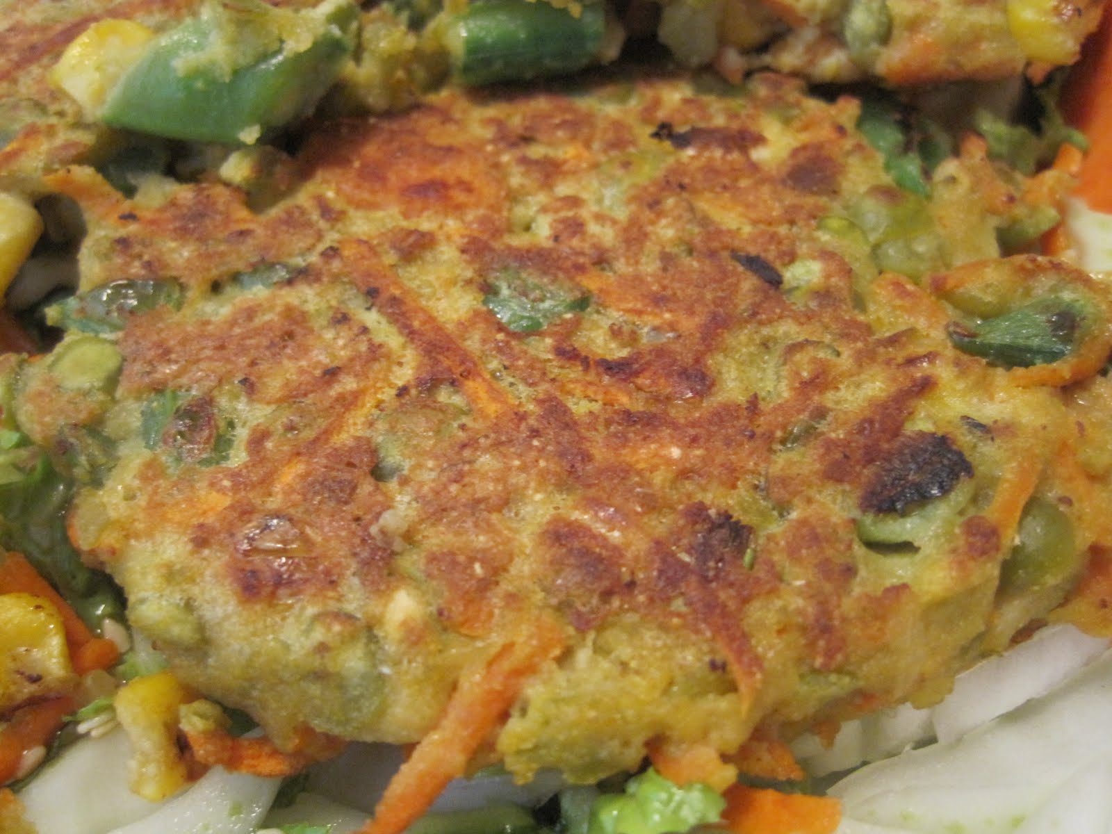 Evelyn's food blog Split pea veggie patties with cabbage salad
